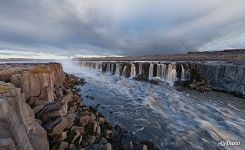 Waterfall Selfoss, Summer, Midnight Waterfall Selfoss, Summer, Midnight